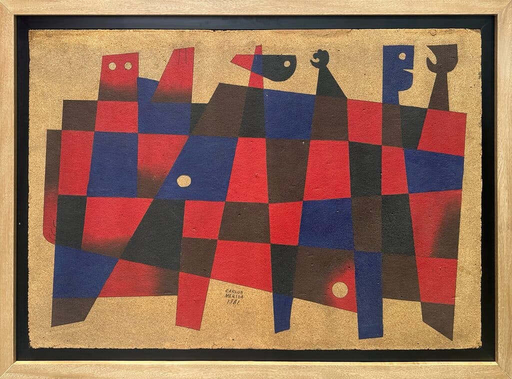 Three Figures de Carlos Merida - Oil on cork, 1981