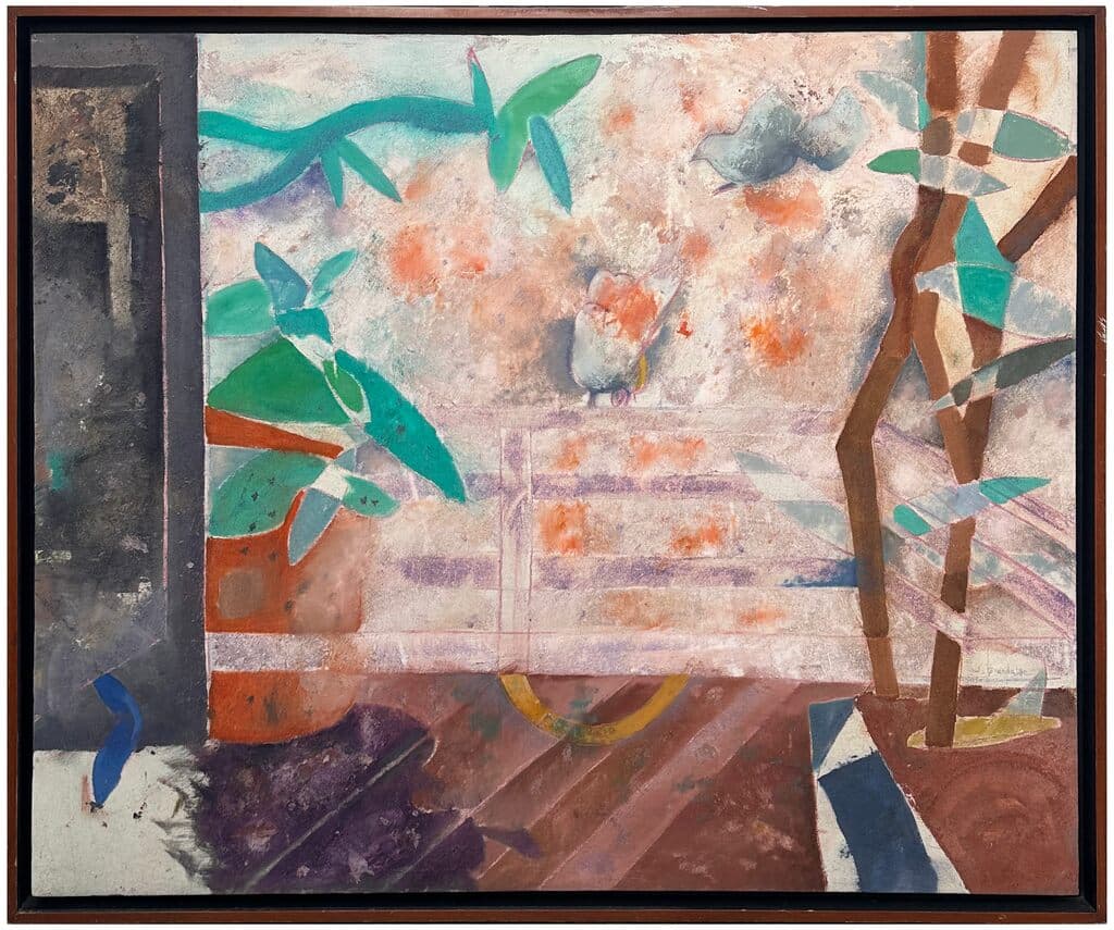 Las Palomas de mi Casa de Luis Granda - Oil on canvas, 1990