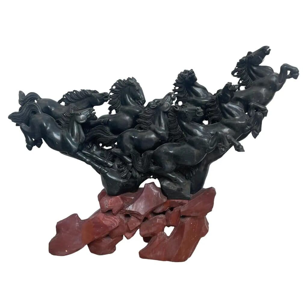 8 Running Horses Chinese Jade de Unknown Artist - Jade, 19th Century