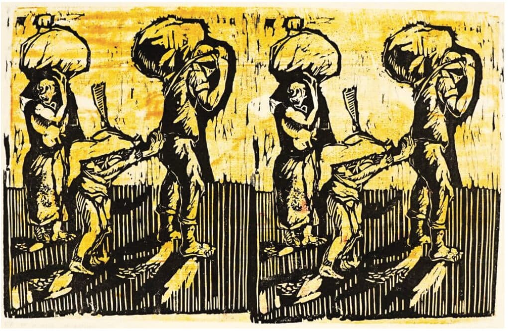 Cargadores de Guillermo Maldonado - Engraving and Aquatint, 2001