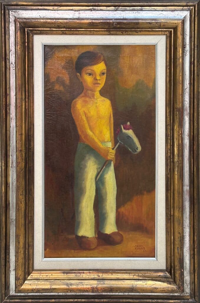 Niño con caballito de palo de José Chávez Morado - Oil on canvas, 1960s