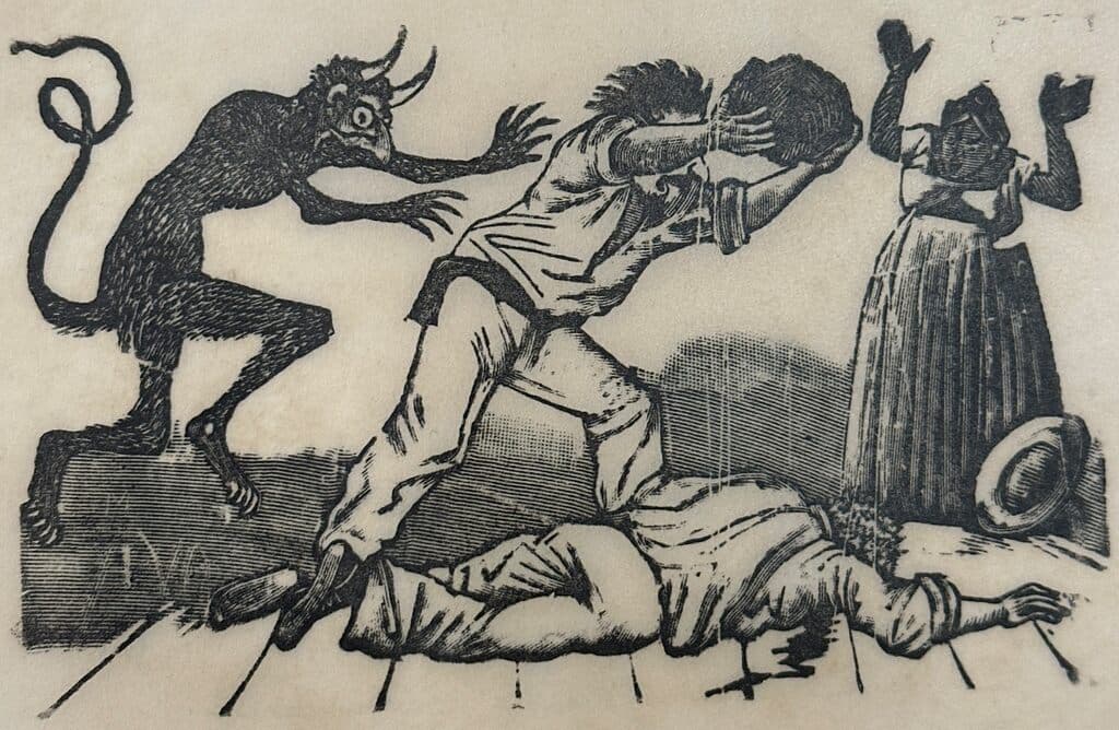 Original Woodcut on Rice Paper de José Guadalupe Posada - Woodcut print on handmade paper, Circa 1890