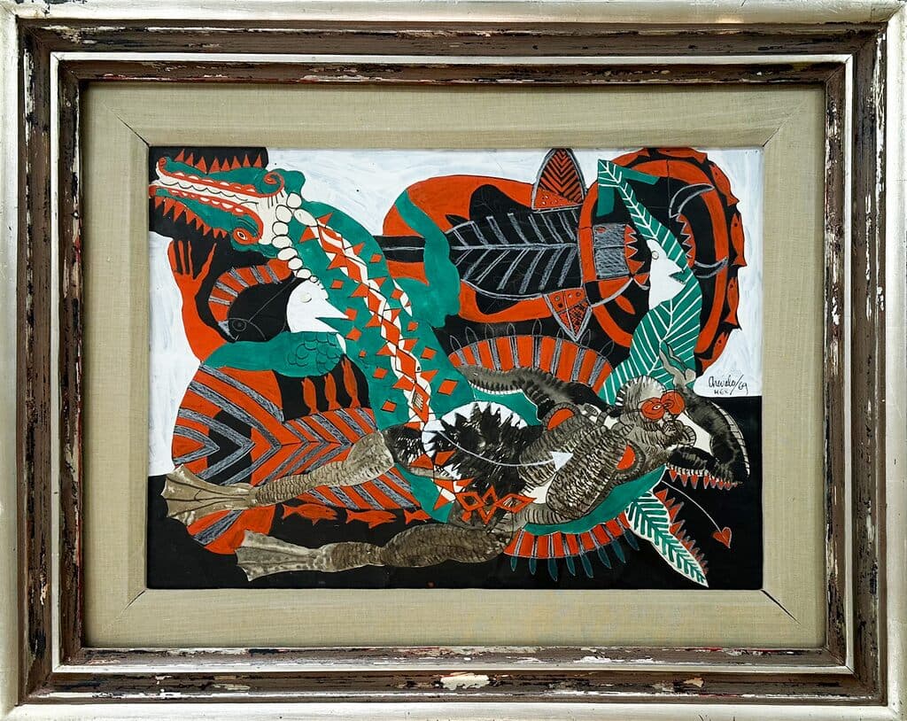 Cocodrilo de Javier Arevalo - Mixed media on paper, 1969