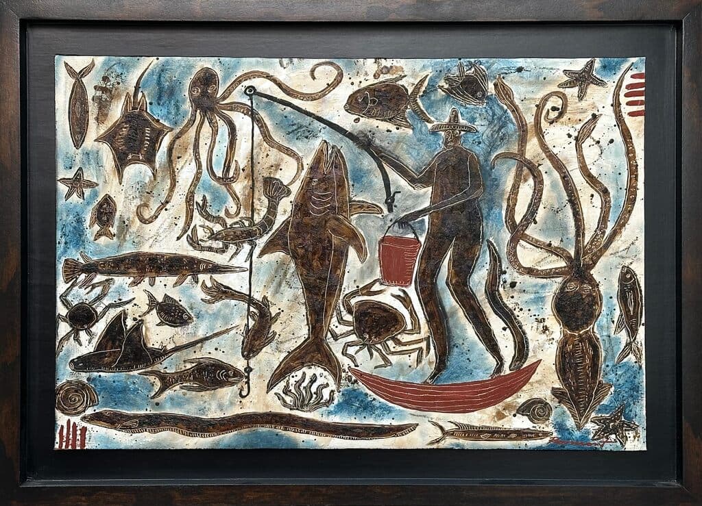 La Pesca de Ros Santos - Oil and sand on canvas, 2025