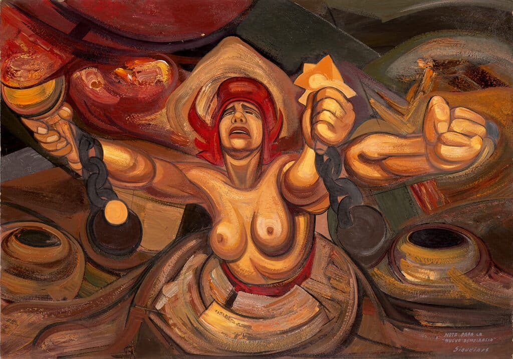 Nota Para la Nueva Democracia de David Alfaro Siqueiros - Pyroxylin on composition board, Prior to 1944
