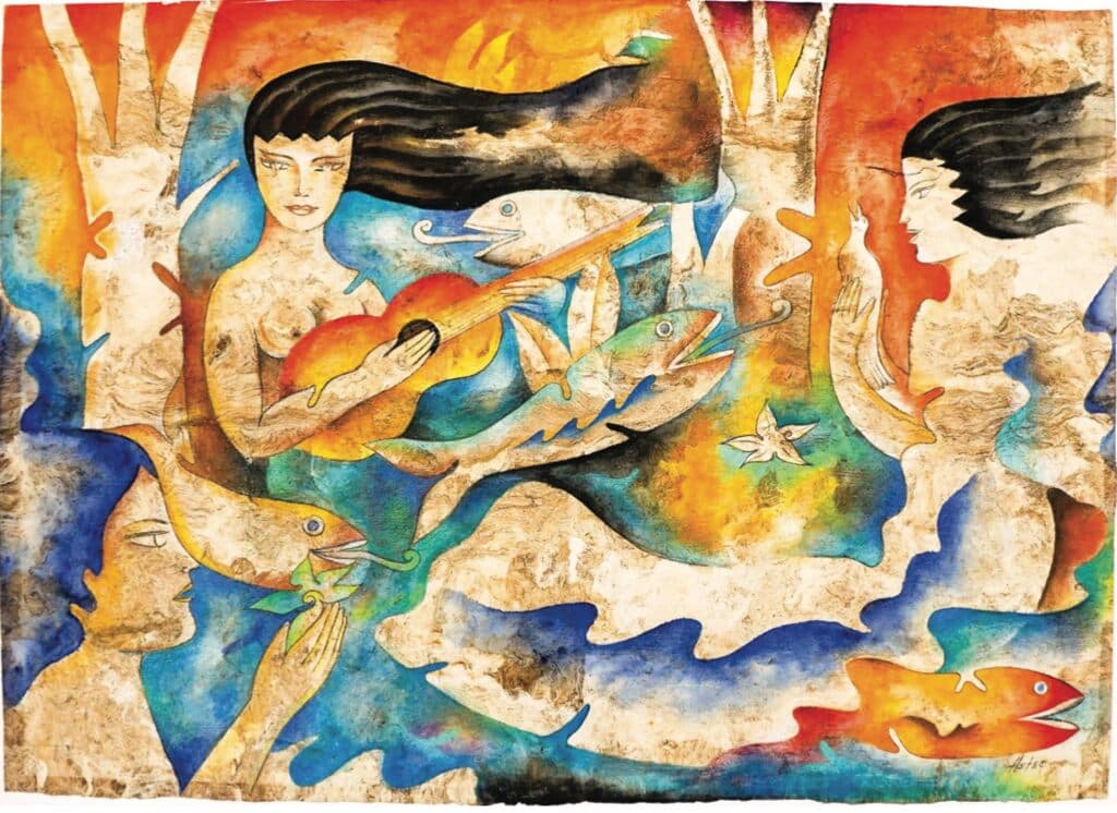 Sin título de Hetso Perez Rojas - Ink on amate paper, 1990s