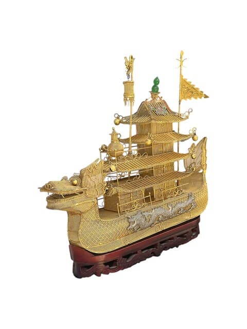 Champleve enamel chinese ceremonial boat de Unknown Artist