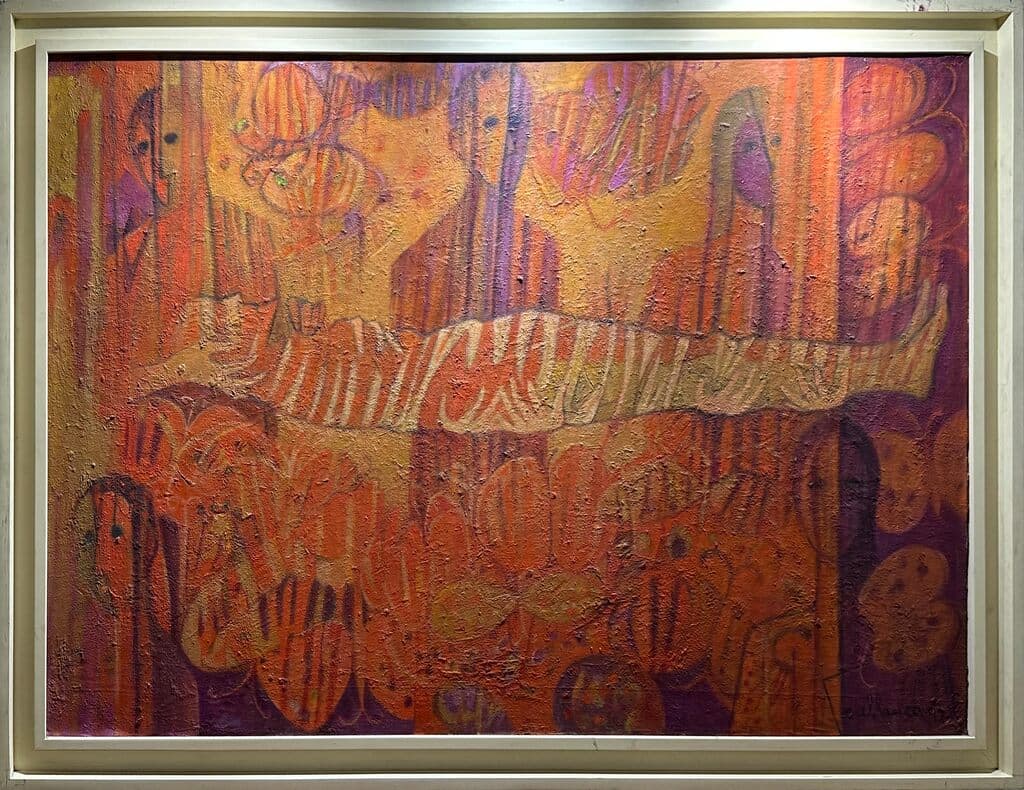 Embalsamado de Ramiro Torreblanca - Oil and sand on canvas, 1992