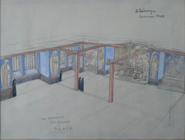 Technical Drawing for Church Murals in France de Ángel Zárraga