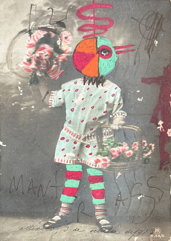 Sin título de Leobardo Huerta - Vintage photograph intervened with paint, pen and ink, 1972