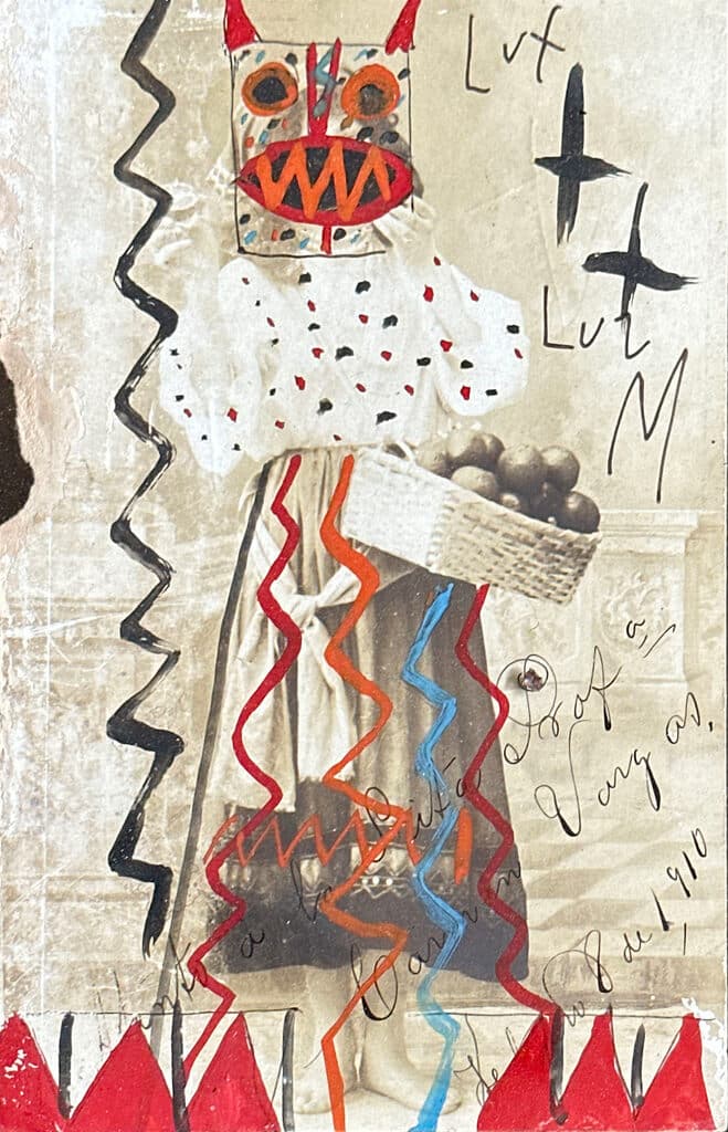 Sin título de Leobardo Huerta - Vintage photograph intervened with paint, pen and ink, 1972