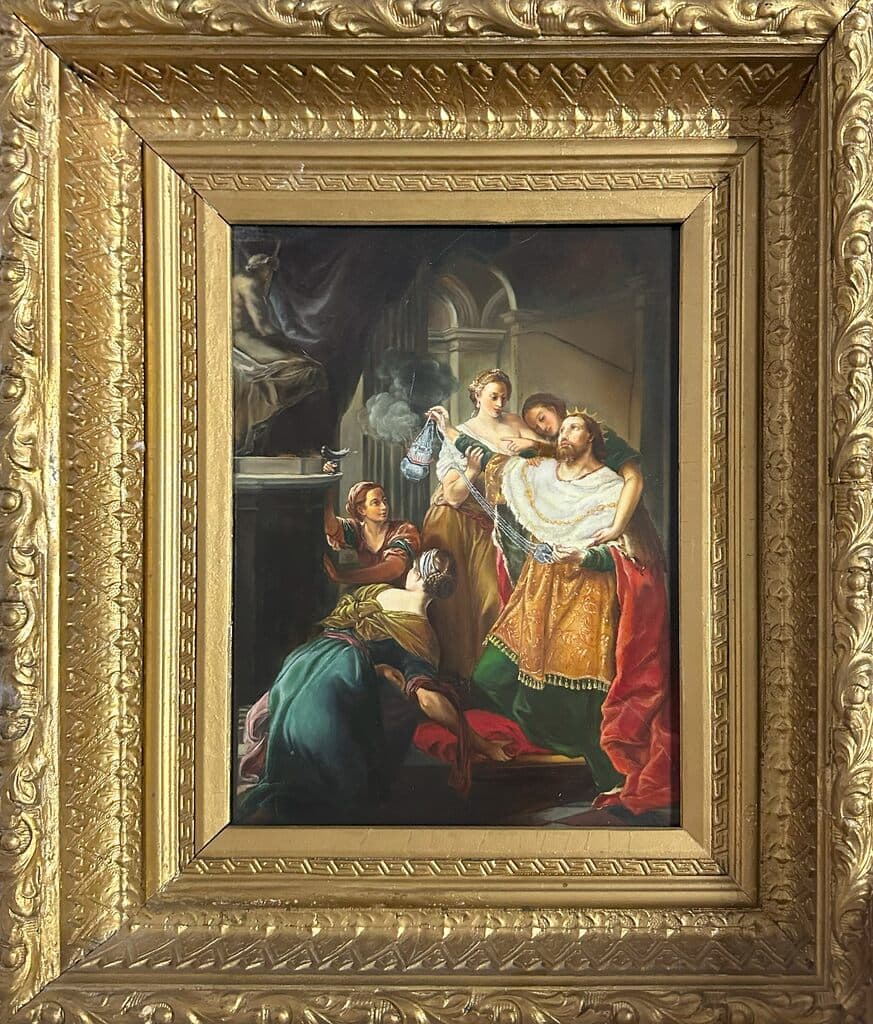 Biblical Scene Solomon King de Unknown Artist - Painting on KPM porcelain, 19th Century