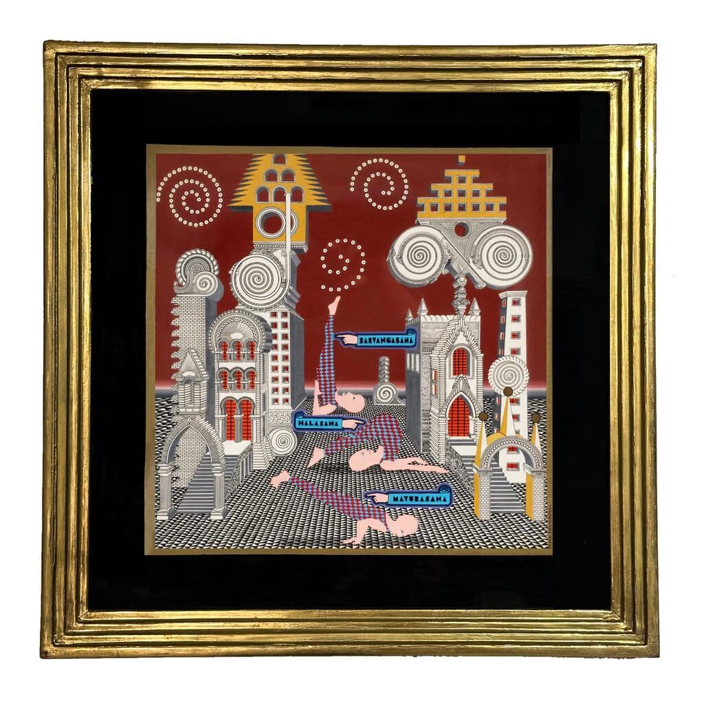 Yoga Architecture de Pedro Friedeberg - Oil on board, 1970s-1980s