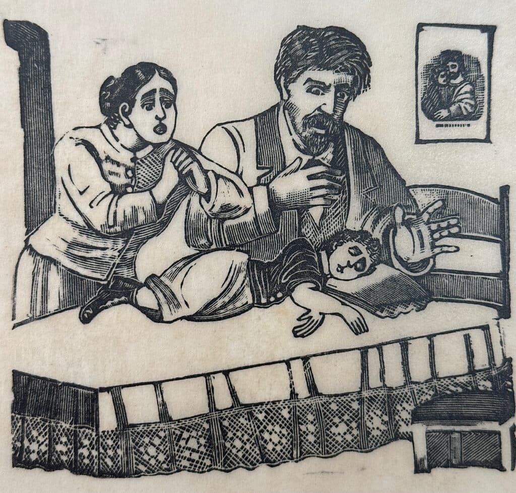 Original Woodcut on Rice Paper de José Guadalupe Posada - Woodcut print on handmade paper, Circa 1890