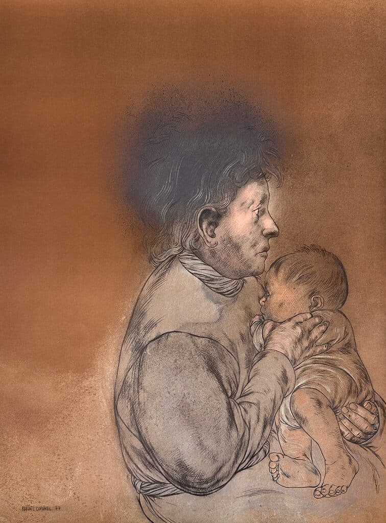 Portrait from Galeria de Arte Misrachi Portfolio de Rafael Coronel - Offset Lithograph, signed in the plate, 1978