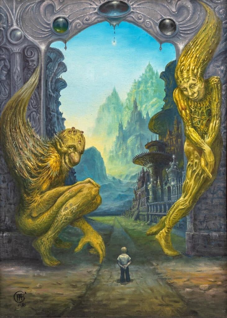El Viaje Mágico Misterio de Fernando Garrido - Oil on canvas, 1986