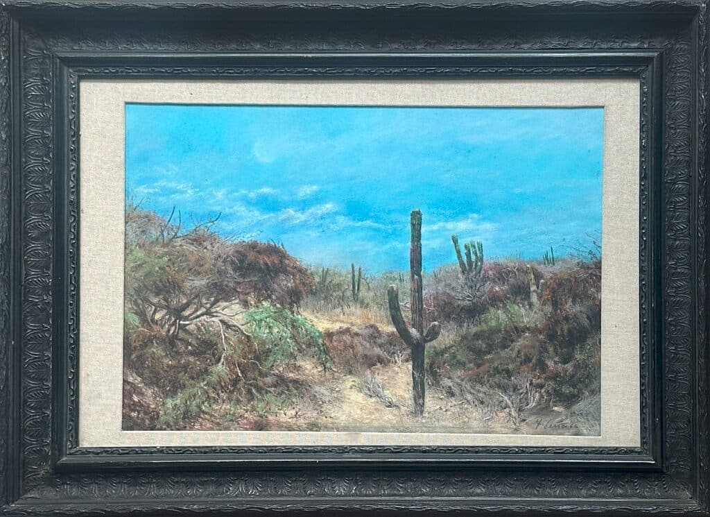 Paisaje con cactus de Feliciano Peña - Pastel on paper, 1966