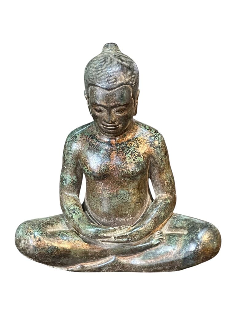 Seated Figure (probably Angkor Watt period) de Cambodia, Angkor, 12th century - Bronze with a vergris patina, 12th Century