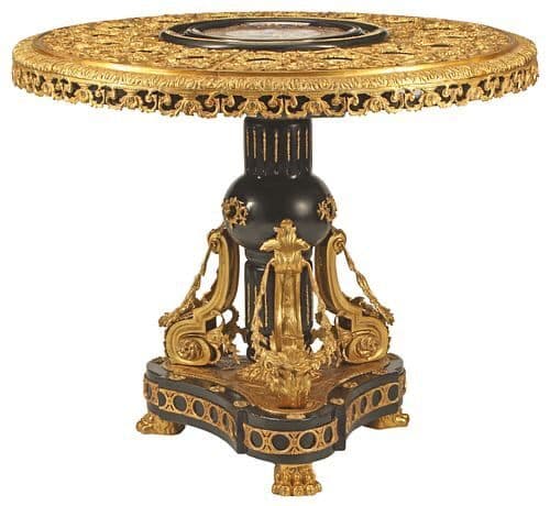 Bronze dore and Sevres style porcelain gueridon de Unknown Artist - Ormolu, porcelain, 20th Century