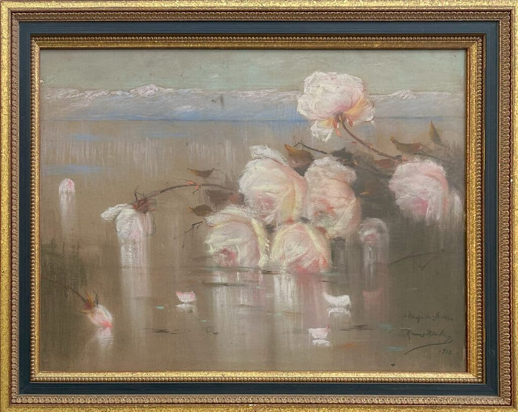 Roses on landscape de Alfredo Ramos Martínez - Pastel on paper, 1912