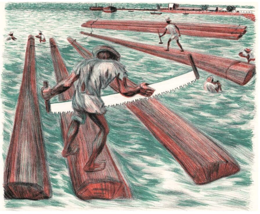 Aserradores de Alfredo Zalce - Lithography, 1946