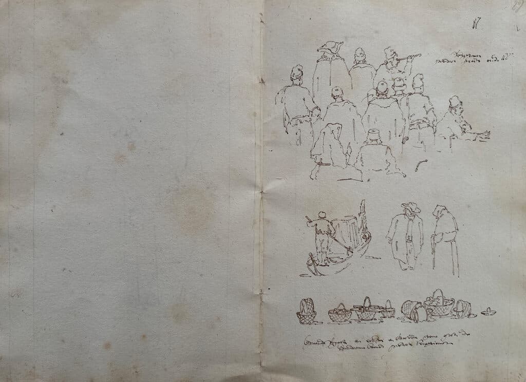 Sketch de Francesco Guardi - Pen and brown ink and brown wash over black chalk, 18th century