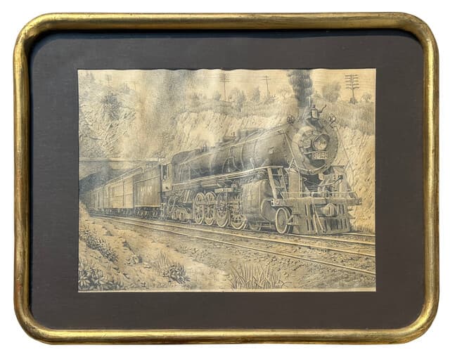 Landscape with steam train de Casimiro Castro