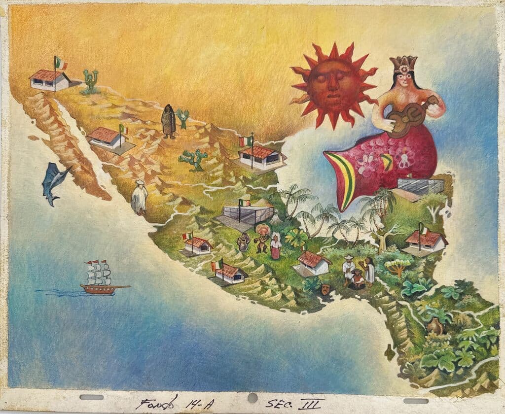Sin título de Miguel Covarrubias - Pencil color on paper, 1940s