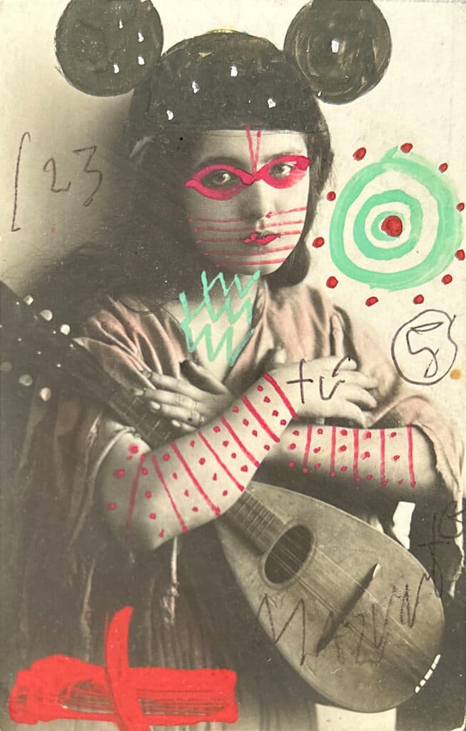 Sin título de Leobardo Huerta - Vintage photograph intervened with paint, pen and ink, 1972