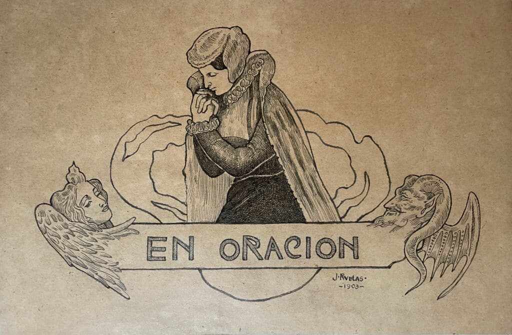 En Oración de Julio Ruelas - Ink on paper, 1903