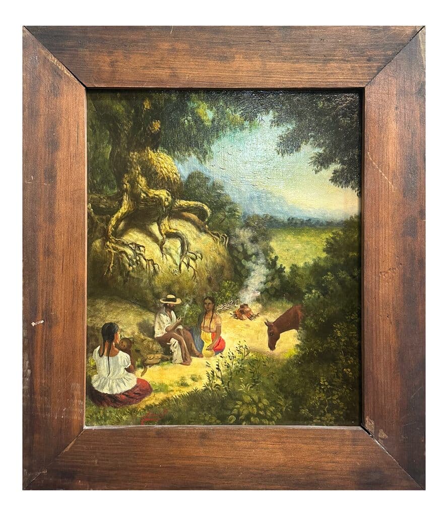 Escena Costumbrista Mexicana de Horacio Rentería Rocha - Oil on board, 1940s