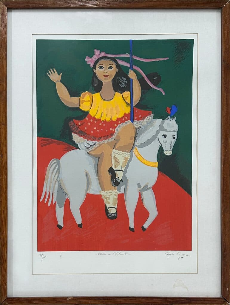 Niña en Carrusel de Guadalupe Sierra - Lithograph, 1995